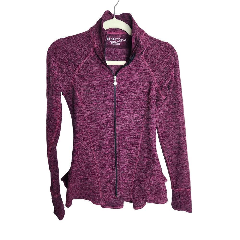 Beyond Yoga Space Dye Jacket Sz XS peplum hem thumb holes Activewear Athleisure